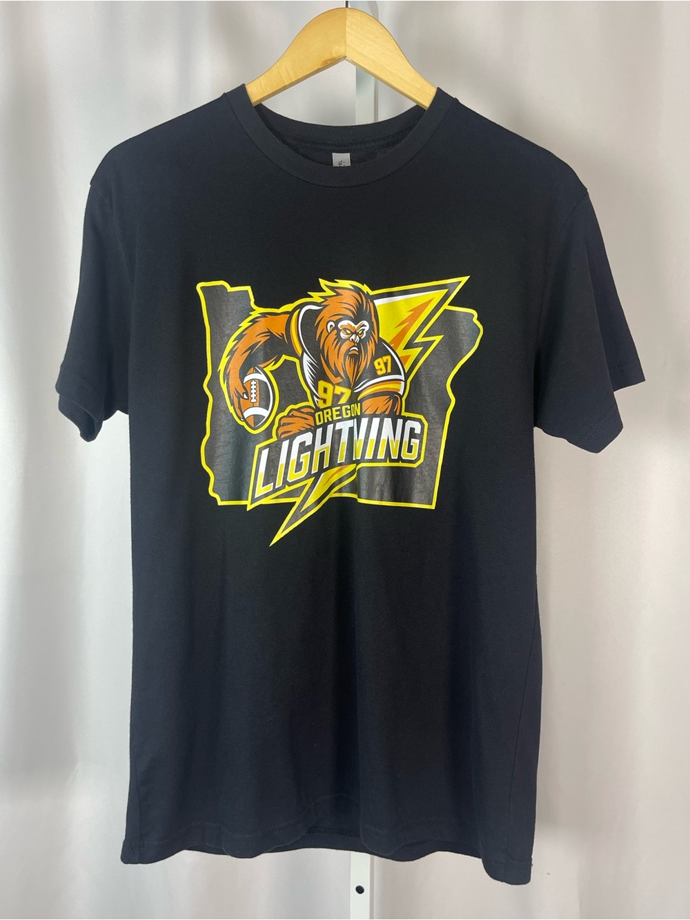 Next Level Apparel Medium Black Tee Lightning Mascot Graphic Oregon Football